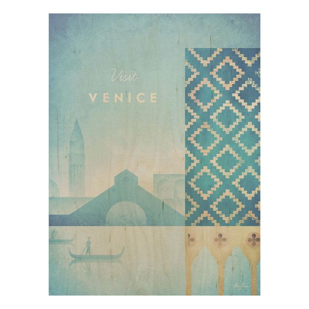 Prints på træ vintage Travel Poster - Venice