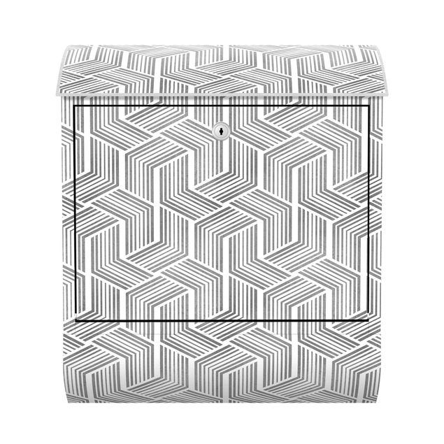 Postkasser 3D Pattern With Stripes In Silver