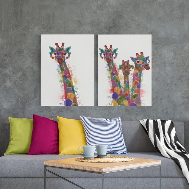 Børneværelse deco Rainbow Splash Giraffes Set I