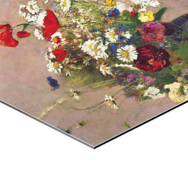 Sekskantede billeder Odilon Redon - Flower Vase with Poppies