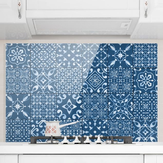 køkken dekorationer Pattern Tiles Navy White