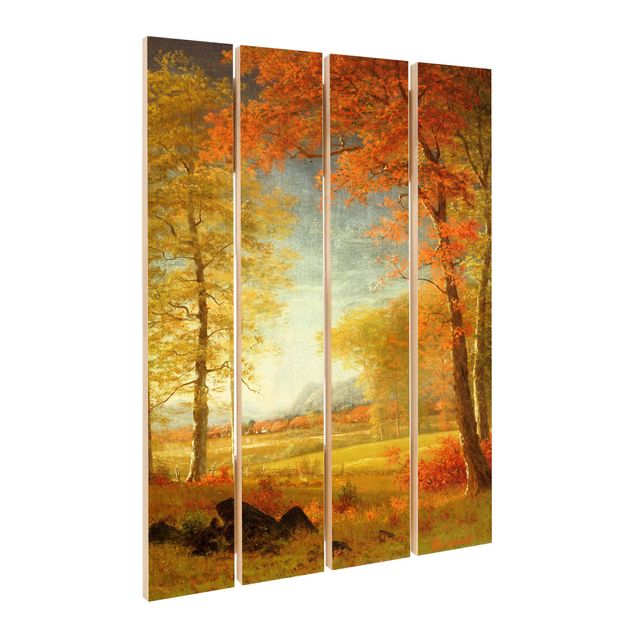 Prints på træ vintage Albert Bierstadt - Autumn In Oneida County, New York