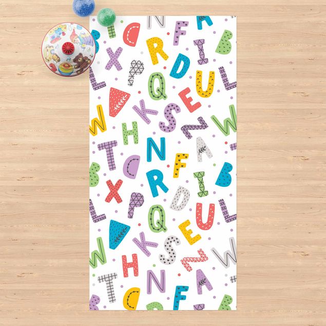 Udendørs tæpper Alphabet With Hearts And Dots In Colourful