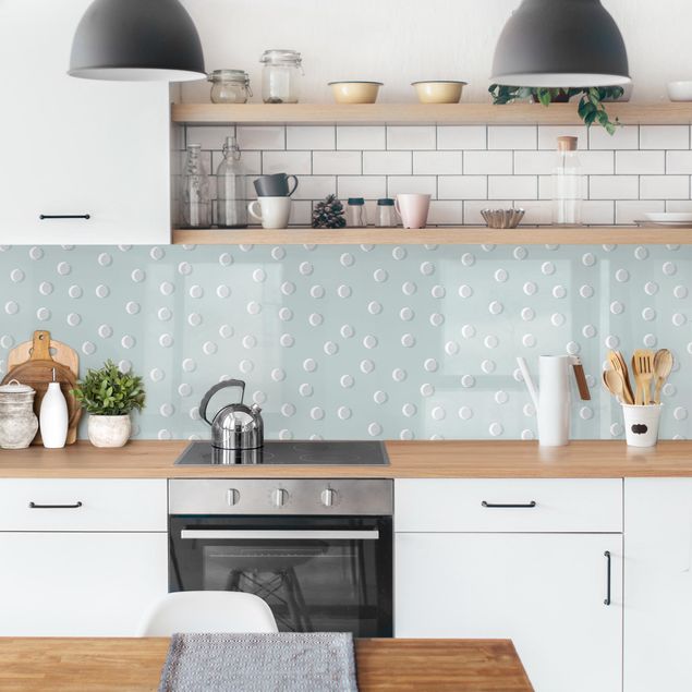 Stænkplade køkken Pattern With Dots And Circles On Bluish Grey
