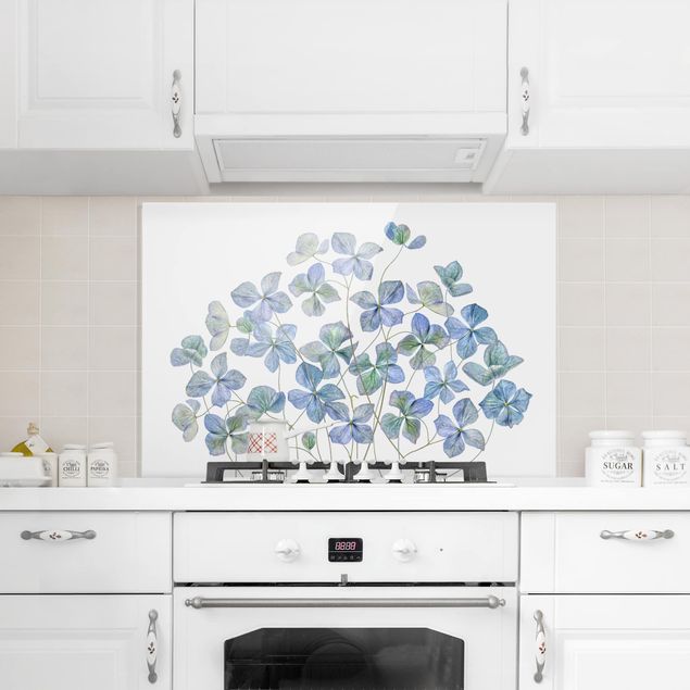 Stænkplader glas blomster Blue Hydrangea Flowers