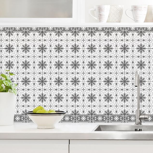 køkken dekorationer Geometrical Tile Mix Cross Grey