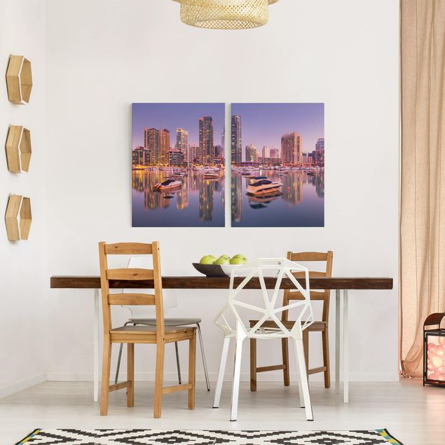 Billeder på lærred arkitektur og skyline Dubai Skyline And Marina