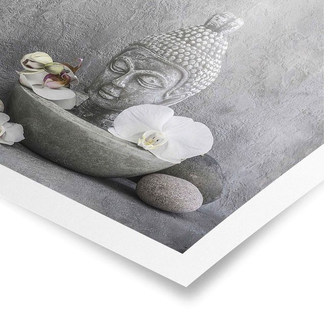 Billeder spirituelt Zen Buddha, Orchid And Stone