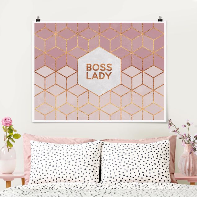 Plakater kunsttryk Boss Lady Hexagons Pink