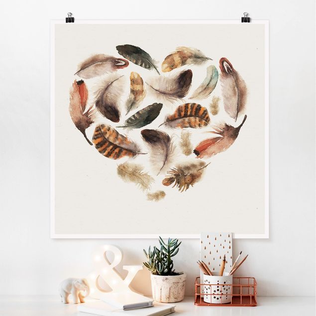 Plakater vintage Heart Of Feathers