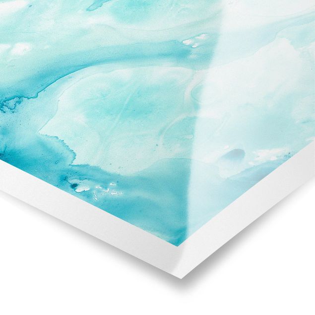 Plakater Emulsion In White And Turquoise I