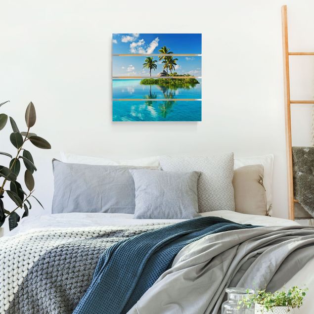 Prints på træ strande Tropical Paradise