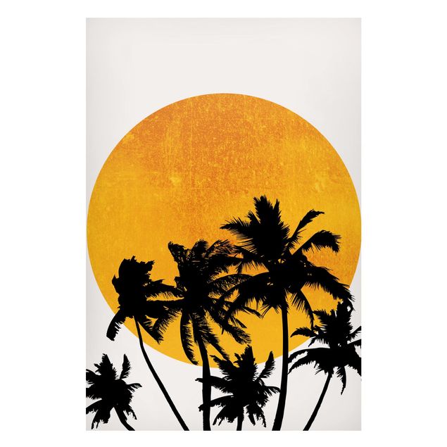 Billeder landskaber Palm Trees In Front Of Golden Sun