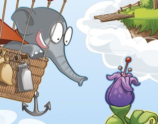 Flise klistermærker Flying Elephant Farm In The Clouds