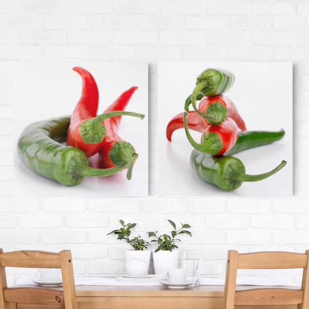 Billeder krydderier Red and green peppers