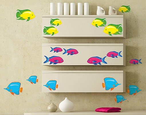 Wallstickers fisk No.RY29 Shoal Of Colourful Fish