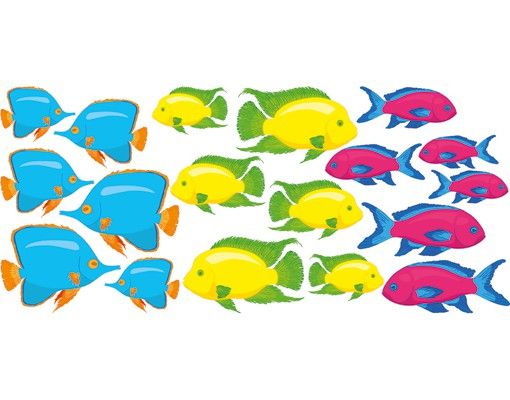 Wallstickers dyr No.RY29 Shoal Of Colourful Fish