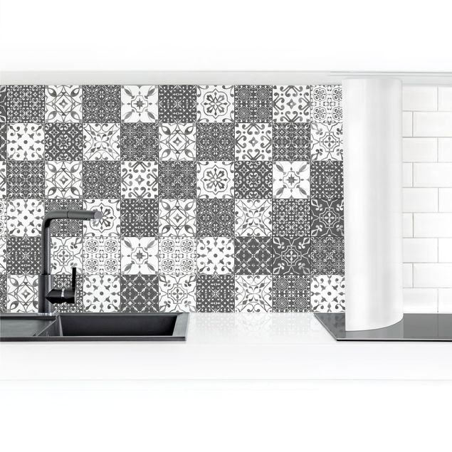 Selvklæbende folier Tile Pattern Mix Gray White