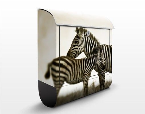Postkasser sort og hvid Zebra Couple