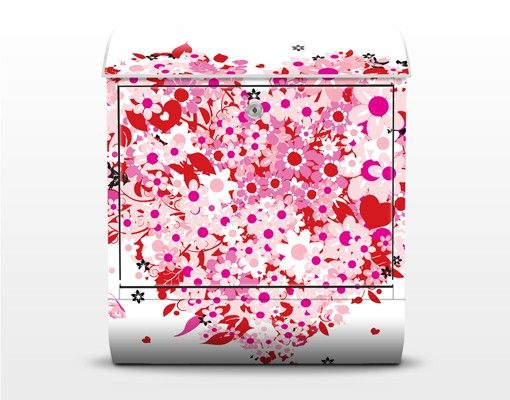 Postkasser lyserød Floral Retro Heart