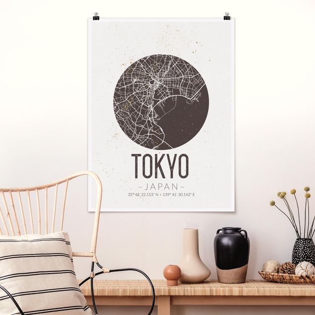Billeder Asien Tokyo City Map - Retro