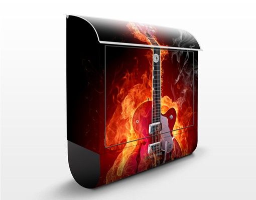 Postkasser sort Guitar In Flames