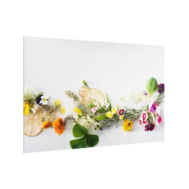 Stænkplader glas krydderier og urter Fresh Herbs With Edible Flowers