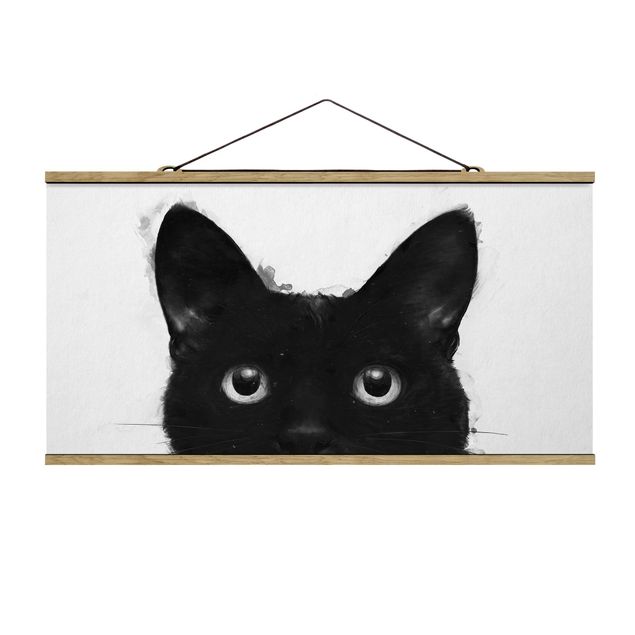 Billeder moderne Illustration Black Cat On White Painting