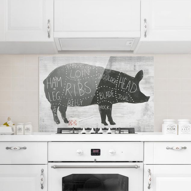 Stænkplader glas Butcher Board - Pig