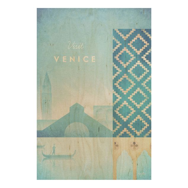 Prints på træ vintage Travel Poster - Venice