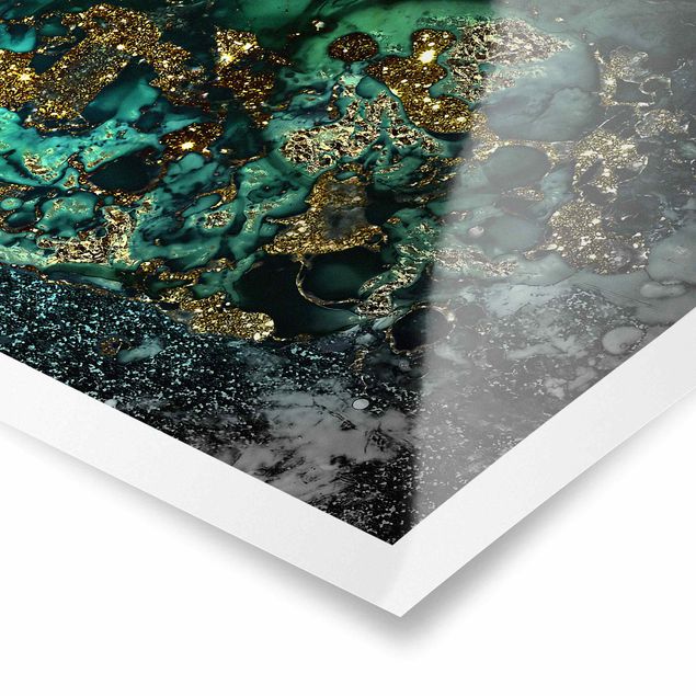 Plakater landskaber Golden Sea Islands Abstract