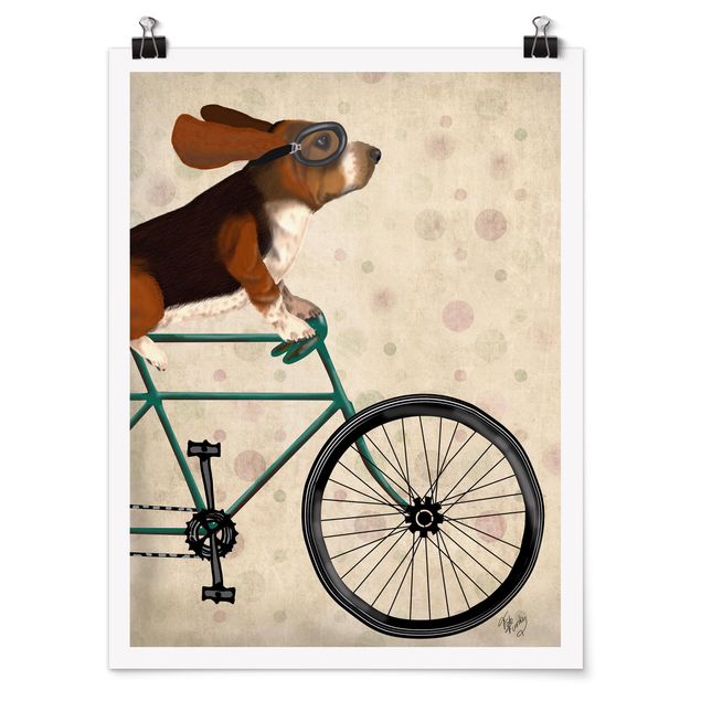 Plakater vintage Cycling - Basset On Bike