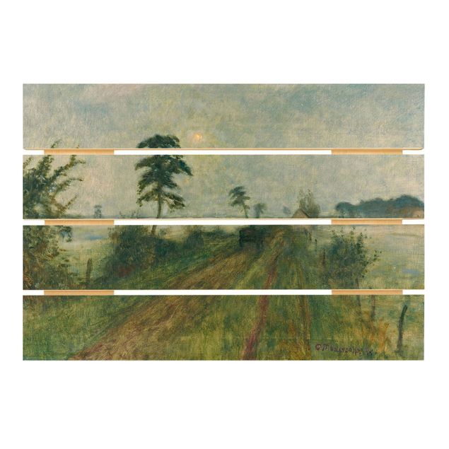 Prints på træ landskaber Otto Modersohn - Evening Mood In The Moor
