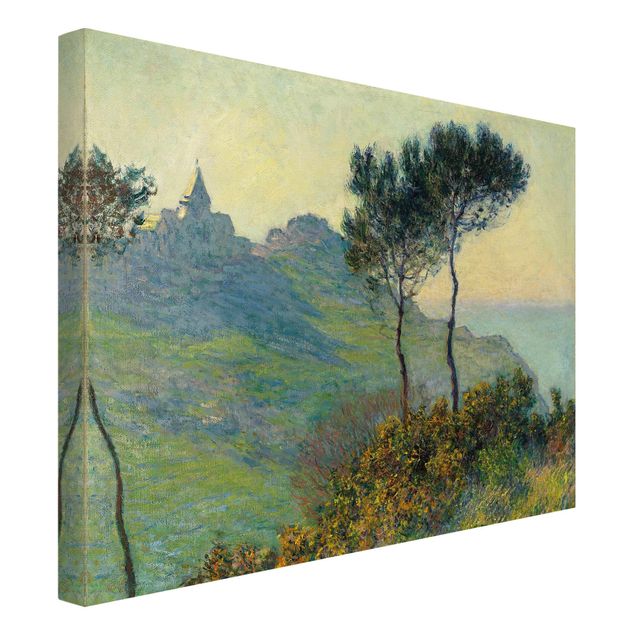 Billeder på lærred bjerge Claude Monet - The Church Of Varengeville At Evening Sun