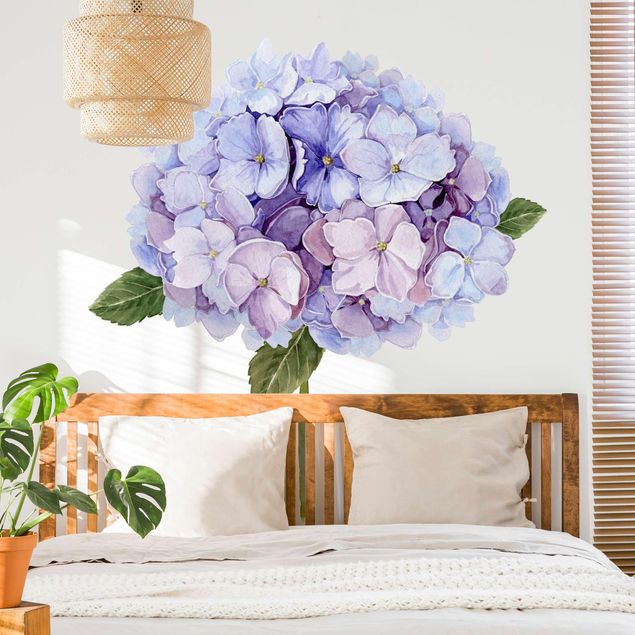 Wallstickers Planter Watercolour Hydrangea Blue Bloom XXL