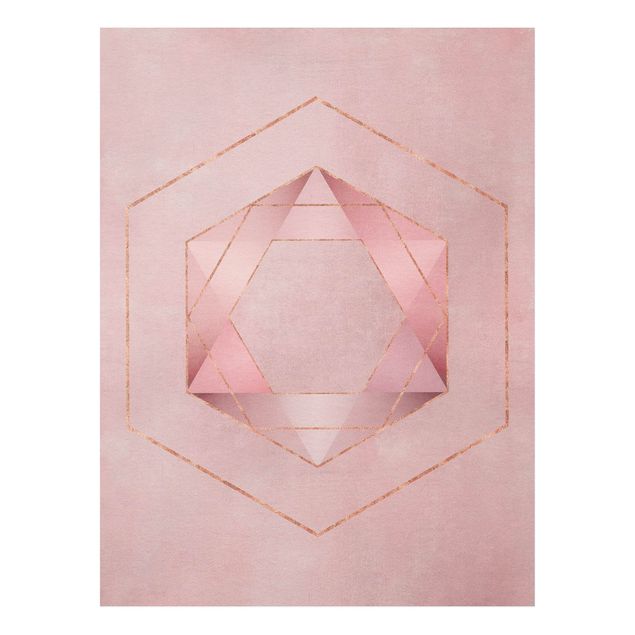 Billeder kunsttryk Geometry In Pink And Gold I