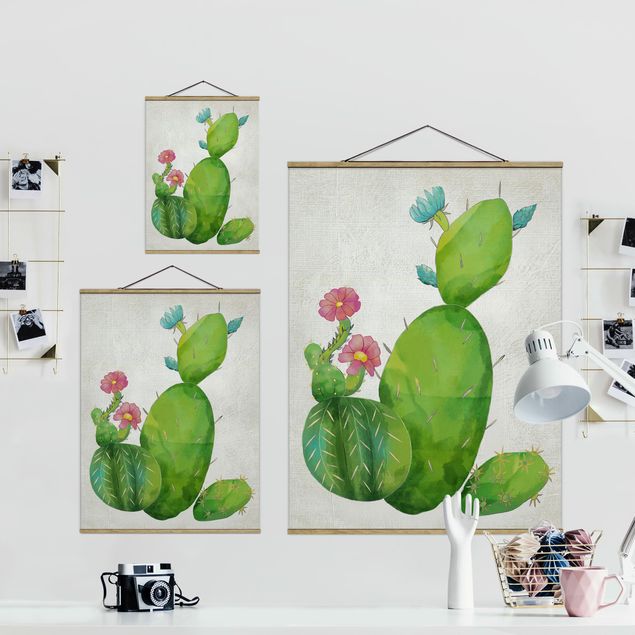 Billeder Cactus Family In Pink And Turquoise