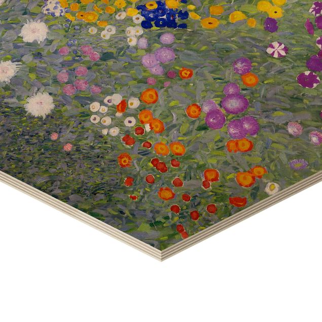 Sekskantede billeder Gustav Klimt - Cottage Garden