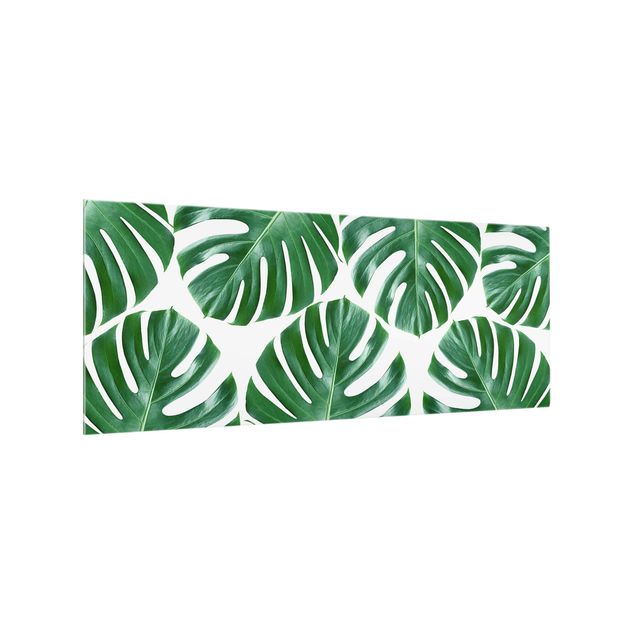 Stænkplader glas mønstre Tropical Green Leaves Monstera