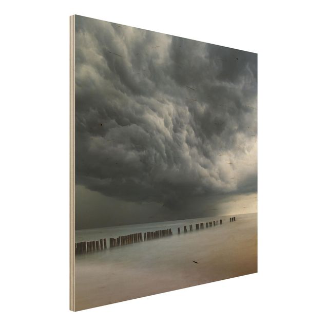Prints på træ landskaber Storm Clouds Over The Baltic Sea
