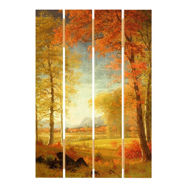 Prints på træ landskaber Albert Bierstadt - Autumn In Oneida County, New York