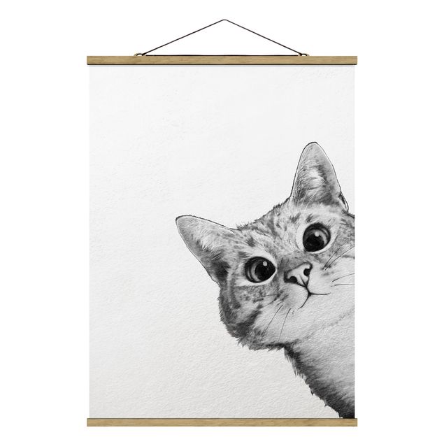 Billeder kunsttryk Illustration Cat Drawing Black And White