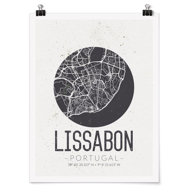 Plakater ordsprog Lisbon City Map - Retro