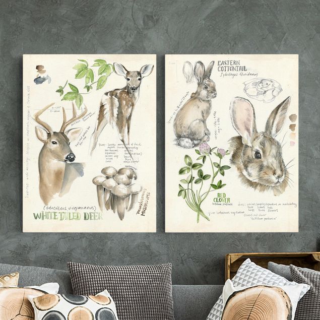 køkken dekorationer Wilderness Journal - Deer And Rabbits Set II