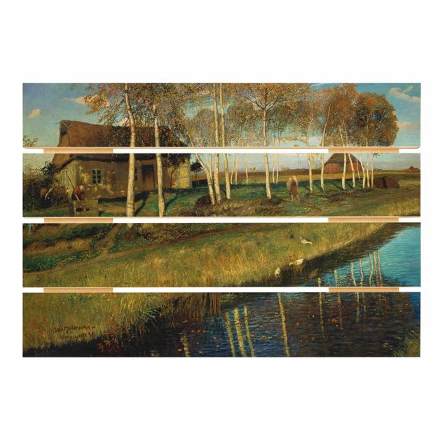 Prints på træ landskaber Otto Modersohn - Autumn Morning in the Moor