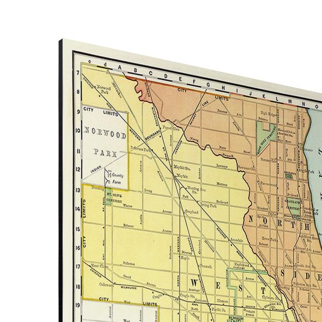 Billeder farvet Vintage Map Chicago