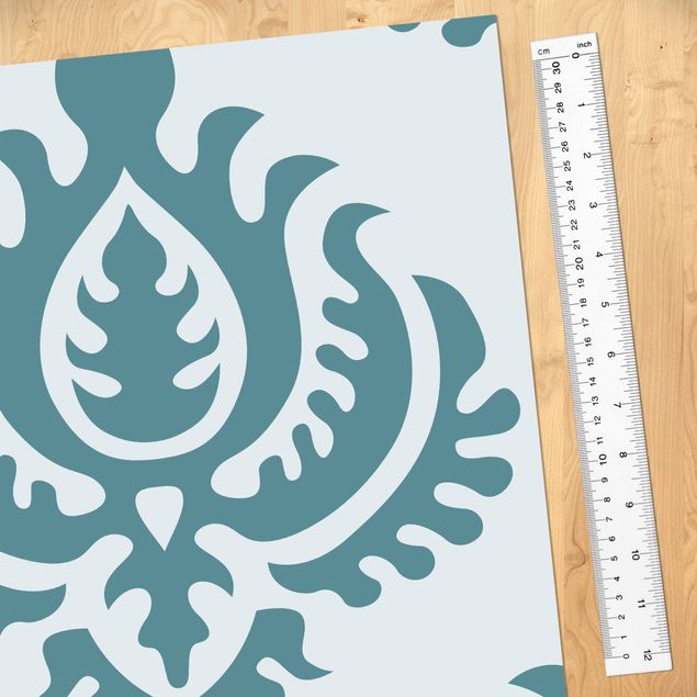 Selvklæbende folier turkis Compact Concise Damask Pattern Light Turquoise Petrol