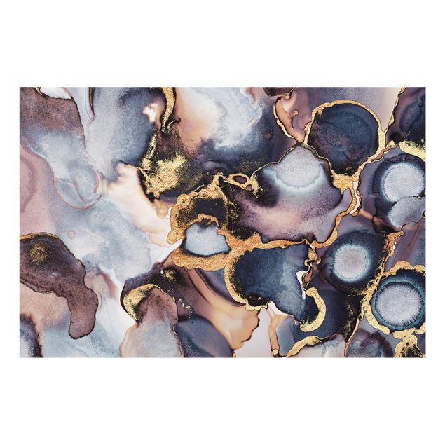 Stænkplader glas Marble Watercolor With Gold