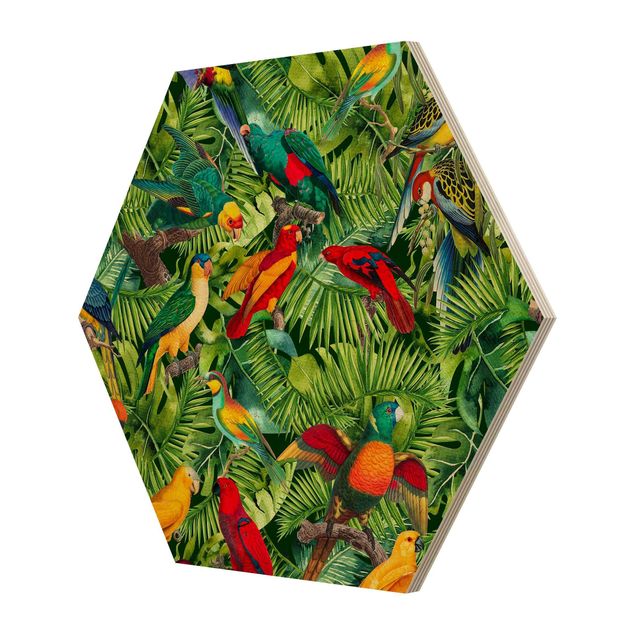 Billeder farvet Colorful Collage - Parrot In The Jungle
