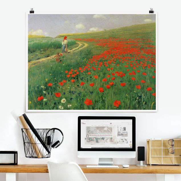 Billeder valmuer Pál Szinyei-Merse - Summer Landscape With A Blossoming Poppy